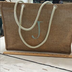 Brown Tote pool Bag with Rope Handles
